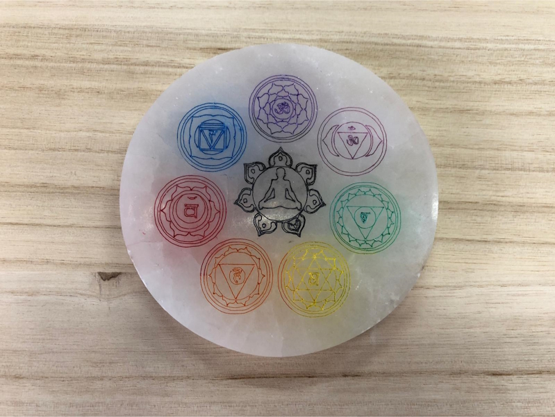 Plato Selenita  Chakras color 10 cm